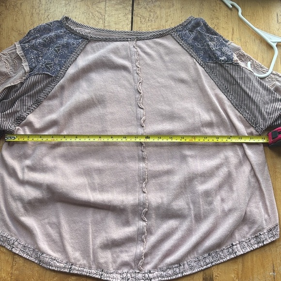 Bohemian Patchwork Top in Beige and Blue - Picture 13 of 15